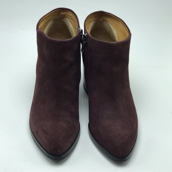 Alberto Fermani Erica Purple Suede Pointed Toe Block Heel Booties Sz 35.5 4.5 - Picture 2 of 8